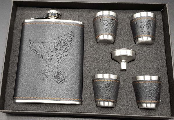 ΦΛΑΣΚΙ STAINLESS STEEL SET ΜΕ ΣΥΝΘΕΤΙΚΗ ΕΠΕΝΔΥΣΗ 8oz