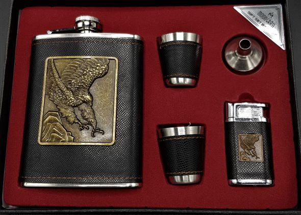 ΦΛΑΣΚΙ STAINLESS STEEL SET ΜΕ ΣΥΝΘΕΤΙΚΗ ΕΠΕΝΔΥΣΗ 8oz
