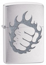 ZIPPO 29428 Tattoo Fire and Fist Brushed Chrome