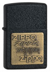 ZIPPO 362 Black Crackle Brass Zippo Logo