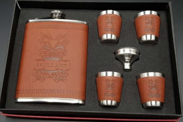 ΦΛΑΣΚΙ STAINLESS STEEL SET ΜΕ ΣΥΝΘΕΤΙΚΗ ΕΠΕΝΔΥΣΗ 8oz